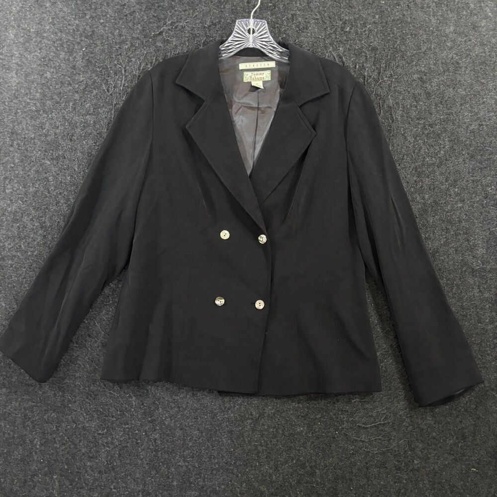 Tommy Bahama Blazer Women's Small Black Silk Stretch Double Breasted Lined